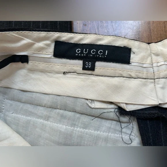 Gucci Pinstripe Wool Trousers Pants US 2 IT 38 EU 34 Black Gray Made in Italy